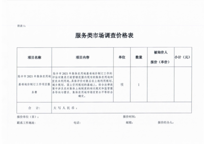 陸豐市2021年集體農(nóng)用地基準(zhǔn)地價(jià)制訂項(xiàng)目服務(wù)費(fèi)市場(chǎng)詢價(jià)調(diào)查技術(shù)推廣服務(wù)